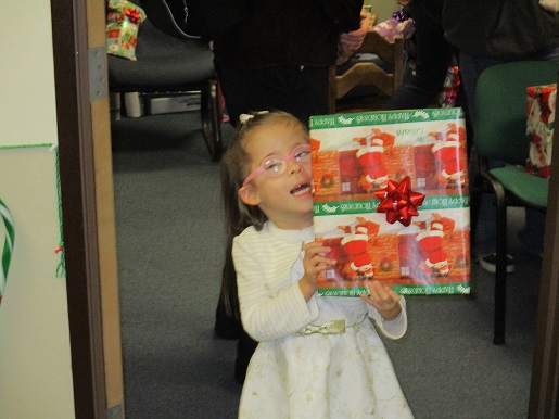 A little girl at the Christmas party